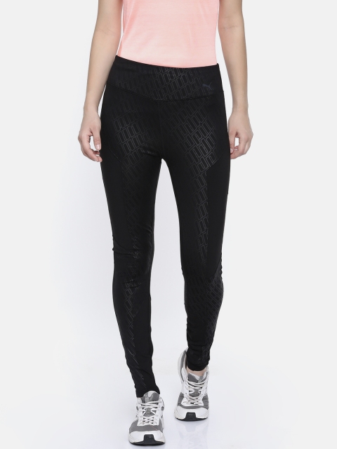 

Puma Women Black Printed Bold Graphic Emboss Dry-Cell Tights