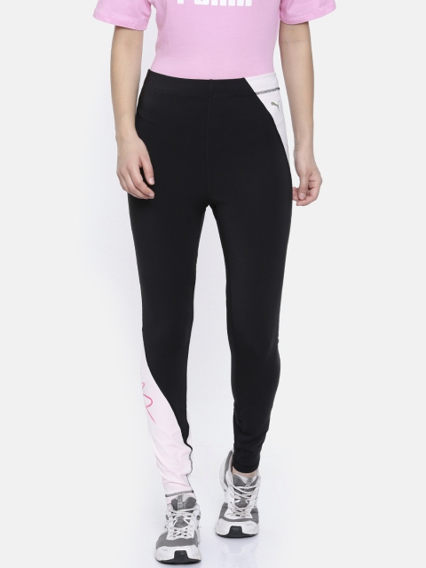 

Puma Women Black & Light Pink Tight Fit Colourblocked Sweet 7 8 DRYCELL Tights