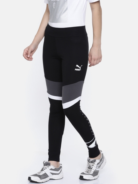 

Puma Women Black Solid Retro Leggings Tight Fit Tights