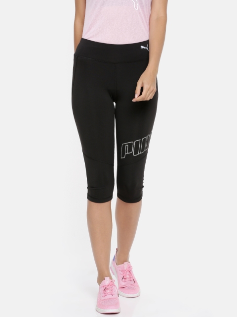 

Puma Women Black Patterned Keep Up Knee Tights