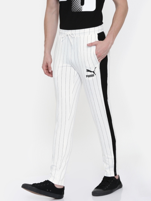 

Puma Men White & Black Striped T7 Track Pants