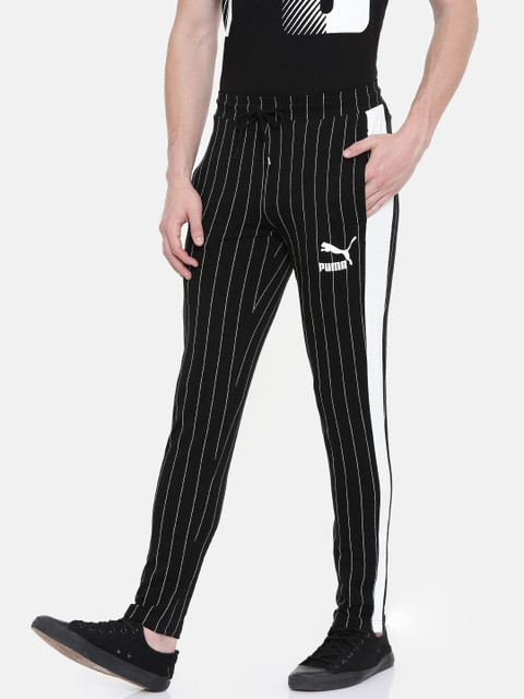 

Puma Men Black & White Striped T7 Track Pants