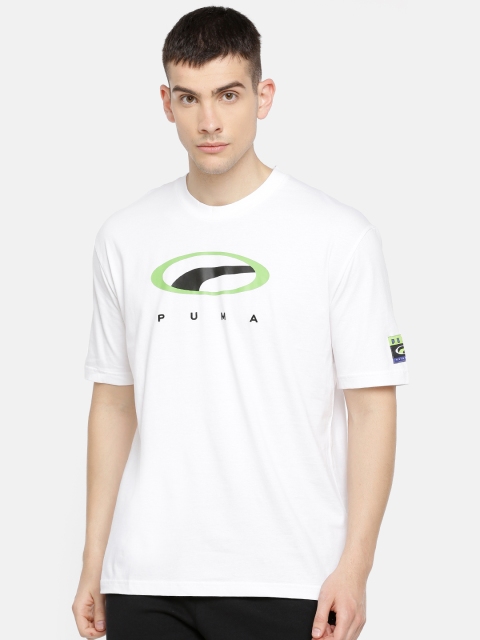

Puma Men White Printed 90s Retro DRY-CELL Round Neck T-shirt