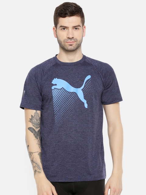 

Puma Men Navy Blue Printed The CAT Heather dryCELL Round Neck T-shirt