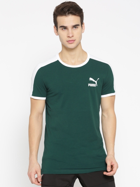 

Puma Men Green Iconic T7 Slim Fit Solid Round Neck T-shirt