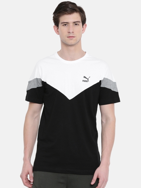 

Puma Men Black & White Colourblocked Iconic MCS Round Neck T-shirt