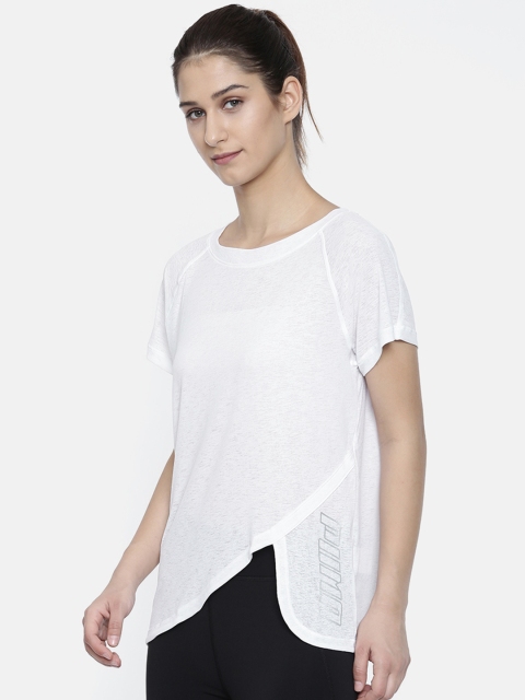 

Puma Women White SpotLite Solid Round Neck T-shirt