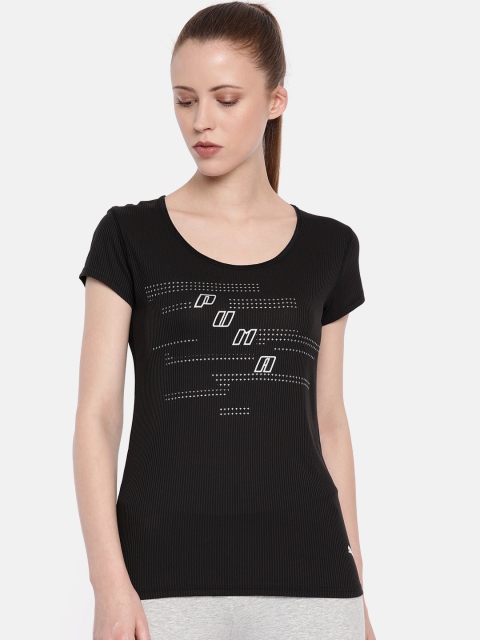 

Puma Women Black Regular Fit Printed Drycell Ignite Round Neck T-Shirt