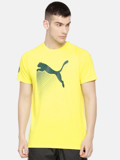 

Puma Men Yellow Printed CAT Round Neck dryCell T-Shirt