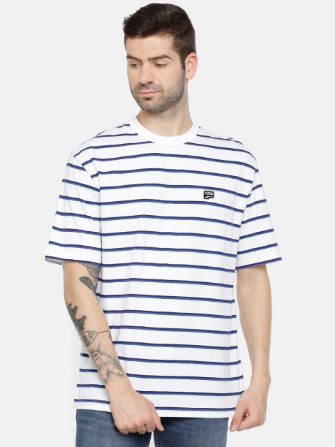 

Puma Men White & Blue Downtown Striped T-Shirt