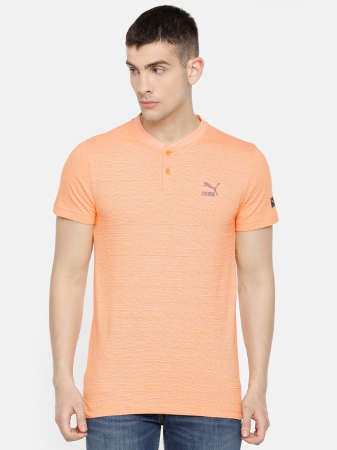 

Puma one8 Men Peach Self Design VK Henley T-shirt