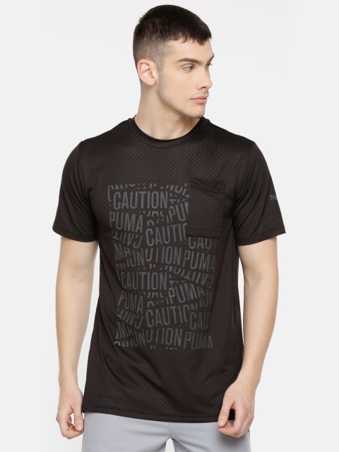 

Puma Men Black Printed Round Neck CAUTION Graphic DRY-CELL T-shirt