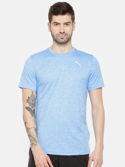 

Puma Men Blue Slim Fit Ignite Heather DryCell Solid T-shirt
