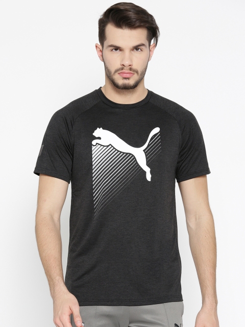 

Puma Men Black The CAT Heather Print Round Neck T-shirt
