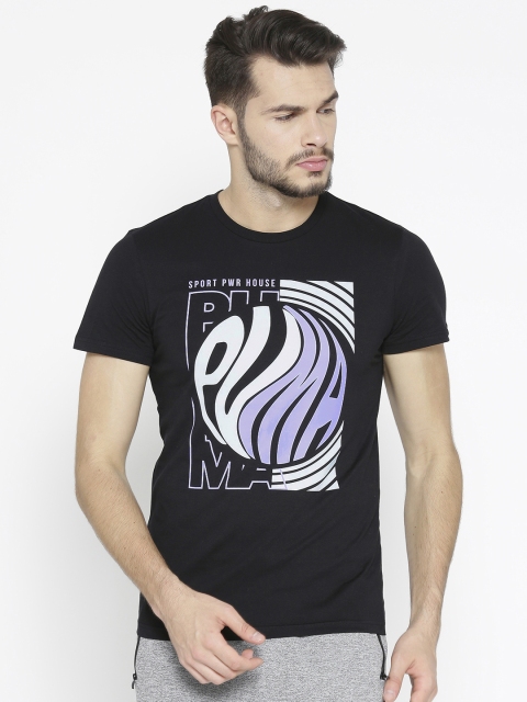 

Puma Men Black Printed Graphic Wave Ponderosa Pine Pure Cotton T-shirt