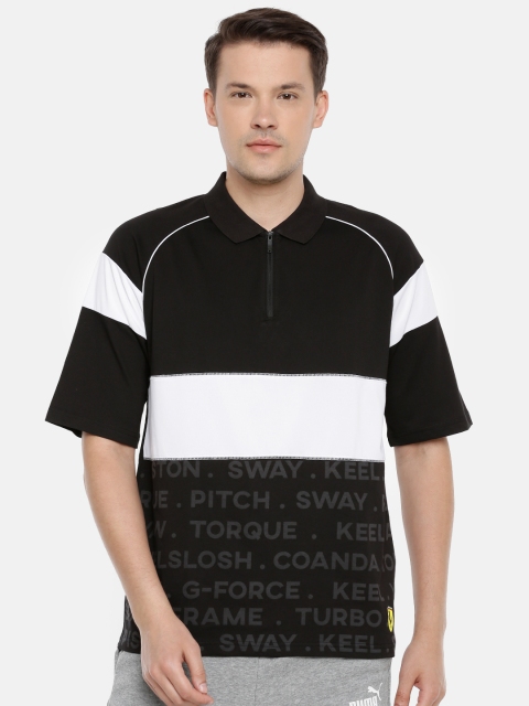 

Puma Men Printed Black & White SF Street Polo Collar T-Shirt