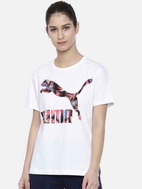

Puma Women White Printed Round Neck T-shirt