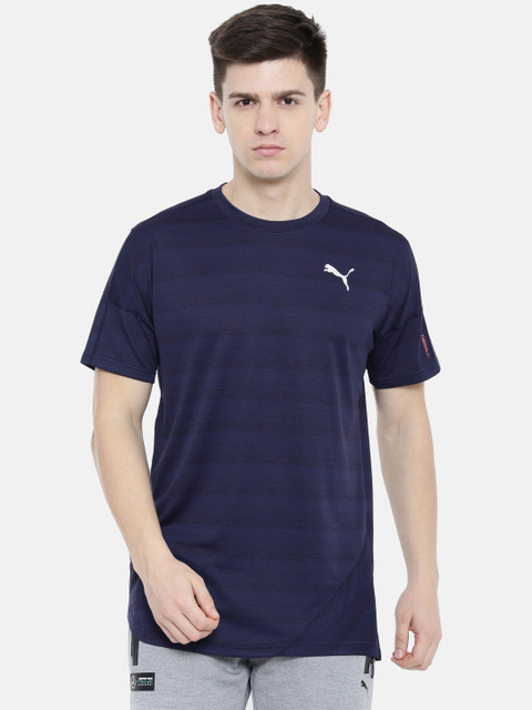 

Puma Men Navy Solid Round Neck PACE DryCell T-shirt, Navy blue