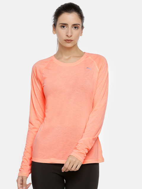 

Puma Women Peach-Coloured LS Self-Design dryCell Round Neck T-Shirt