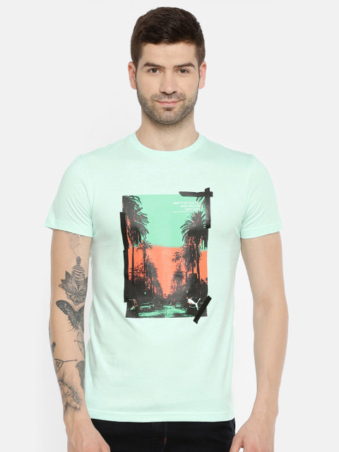 

Puma Men Sea Green Printed Slim Fit Graphic Palms Photo Round Neck T-shirt