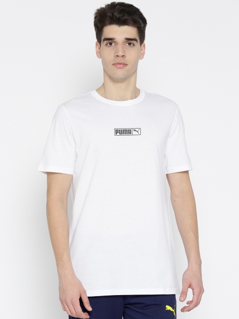 

Puma Men White Graphic Logo N.2 Solid Round Neck T-shirt