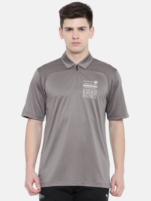 

PUMA Motorsport Men Grey Self Design Ferrari Summer Polo Collar T-shirt