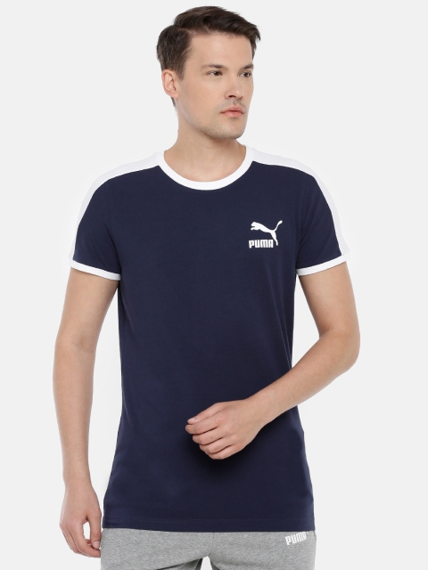 

Puma Men Navy Blue Solid Iconic T7 Slim Peacoat Round Neck T-shirt