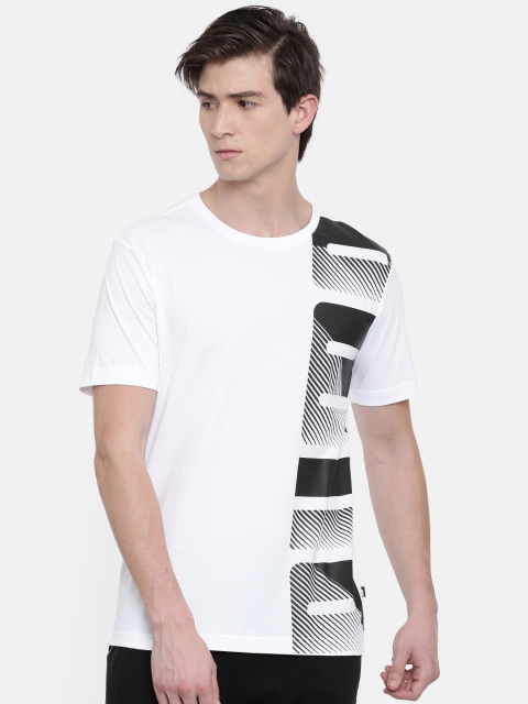 

Puma Men White & Black Summer Logo Printed Round Neck T-shirt