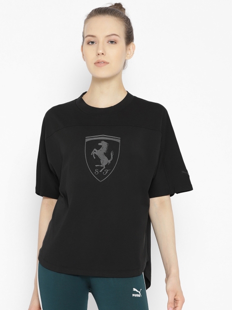 

Puma Women Black Ferrari Wmn Big Shield Round Neck T-shirt