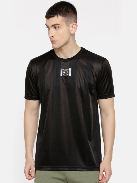 

Puma Men Black & Brown Striped 90s Retro Jacquard Round Neck T-shirt