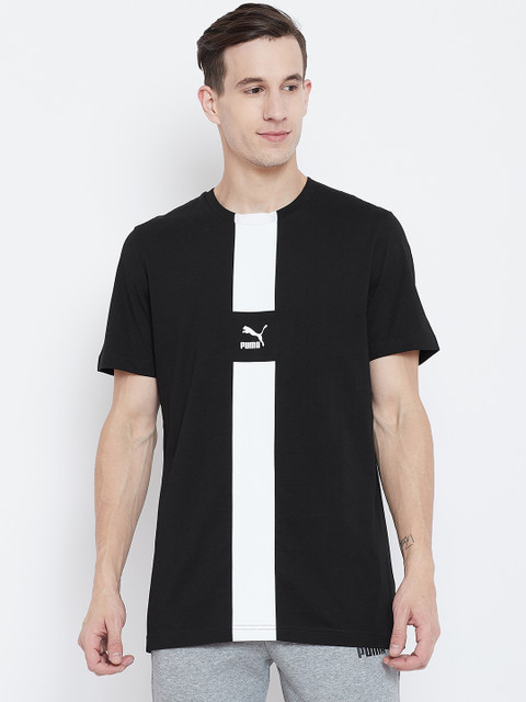 

Puma Men Black & White XTG Striped Round Neck T-shirt