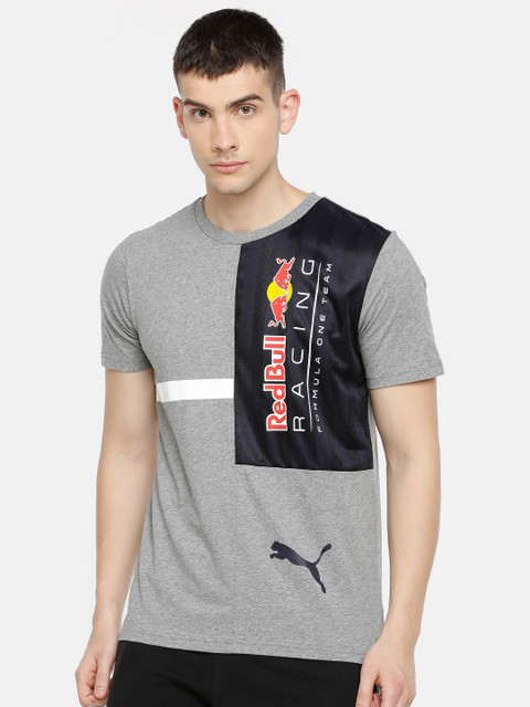 

Puma Men Grey Melange RBR Logo Round Neck T-shirt