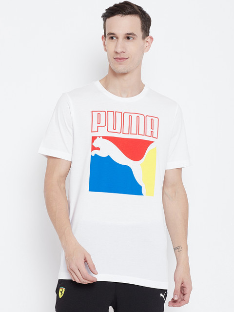 

Puma Men White Printed Round Neck T-shirt