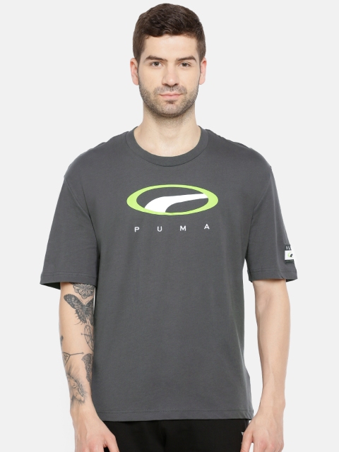 

Puma Men Charcoal Grey Printed 90s Retro Round Neck T-shirt