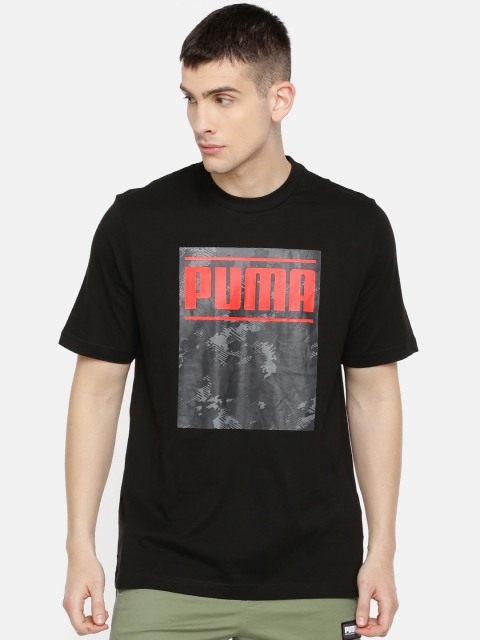 

Puma Men Black Printed Camo Pack Logo Round Neck T-shirt