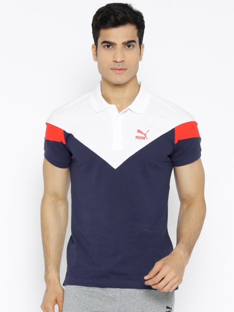 

Puma Men Navy Blue & White Iconic MCS Slim Polo T-shirt