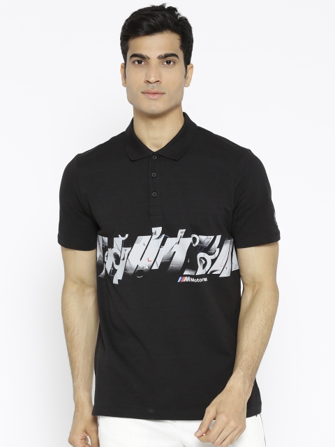 

PUMA Motorsport Men Black BMW MMS Graphic Print Polo Collar T-shirt