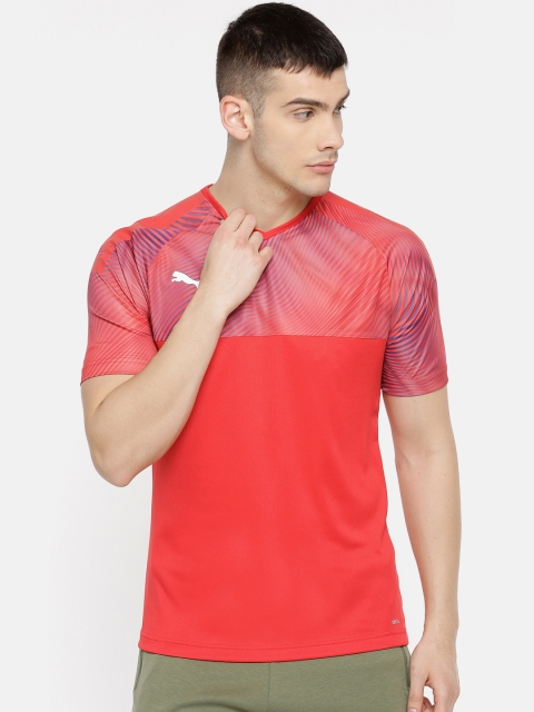 

Puma Men Red Slim Fit Printed CUP Jersey DryCell Round Neck Tshirt