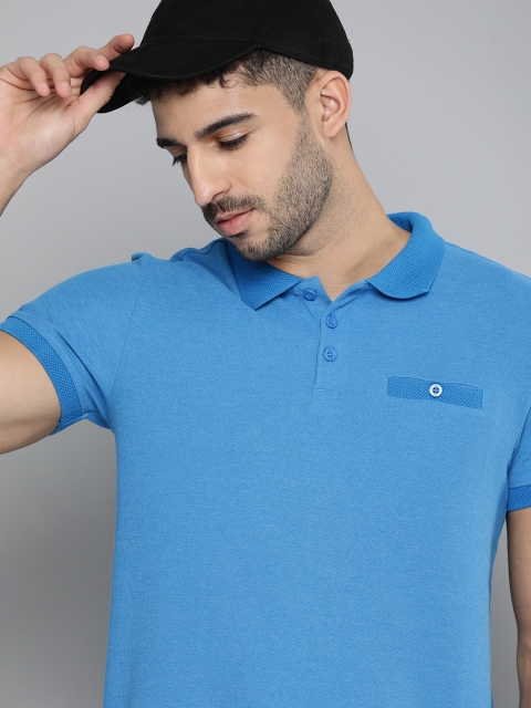 

Puma Men Blue Polo Collar Indigo Bunting HeatherSlim Fit T-shirt