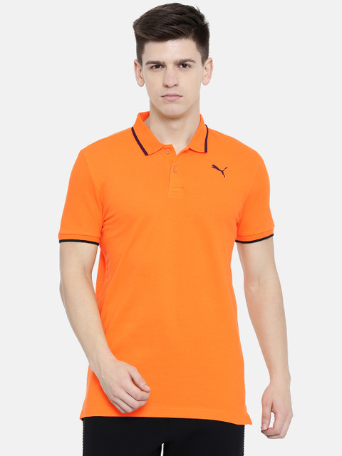 

Puma Men Fluorescent Orange Slim Fit Solid Polo Collar DryCell T-Shirt