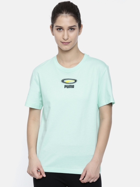 

Puma Women Blue Embroidered Round Neck T-Shirt