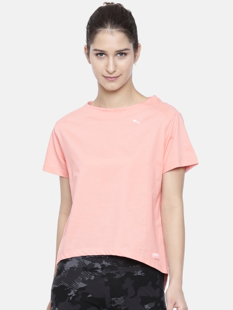 

Puma Women Peach-coloured Round Neck Slim Fit Fusion Solid T-shirt