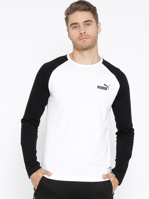 

Puma Men White & Black Solid ESS+ T-shirt