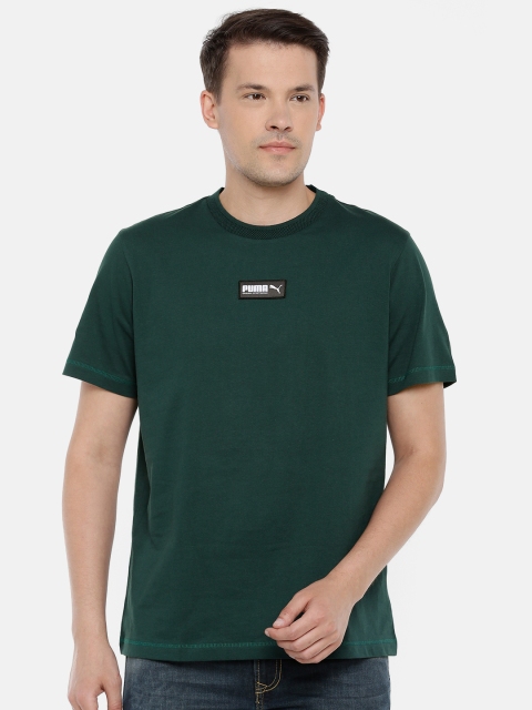 

Puma Men Green Solid Round Neck T-shirt