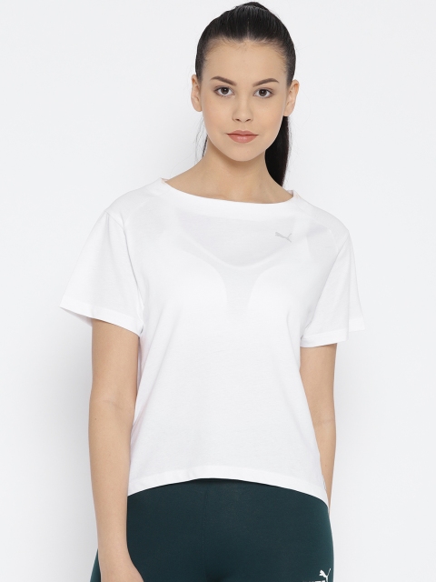 

Puma Women White Solid Fusion T-Shirt