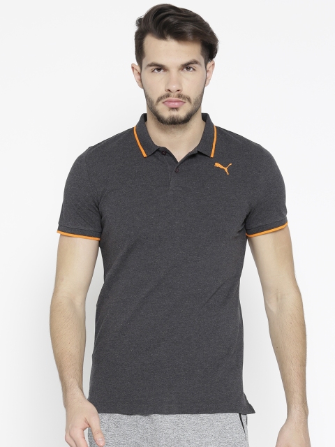 

Puma Men Charcoal Grey Solid Modern Sports Polo Collar T-shirt