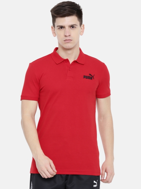 

Puma Men Red Solid ESS Pique Polo Collar T-shirt