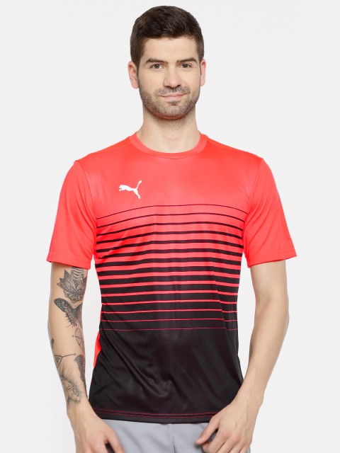 

Puma Men Red & Black Striped ftblPLAY Graphic DryCell T-shirt