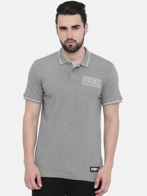 

Puma Men Grey Melange Solid Athletics Polo Collar T-shirt