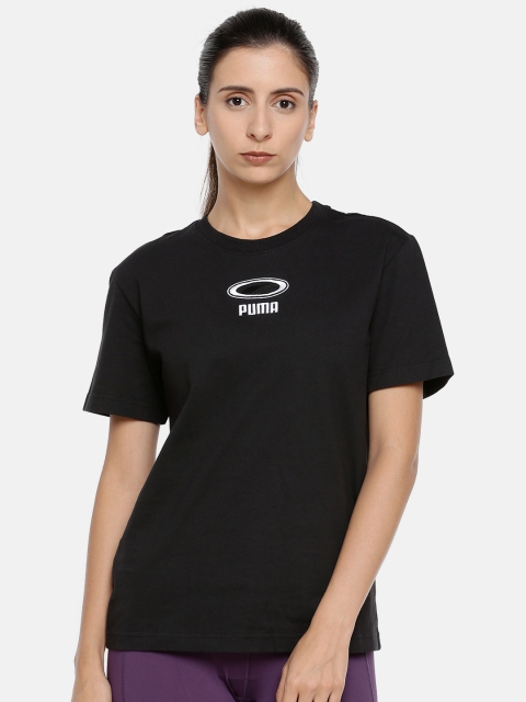 

Puma Women Black OG Solid Round Neck T-Shirt